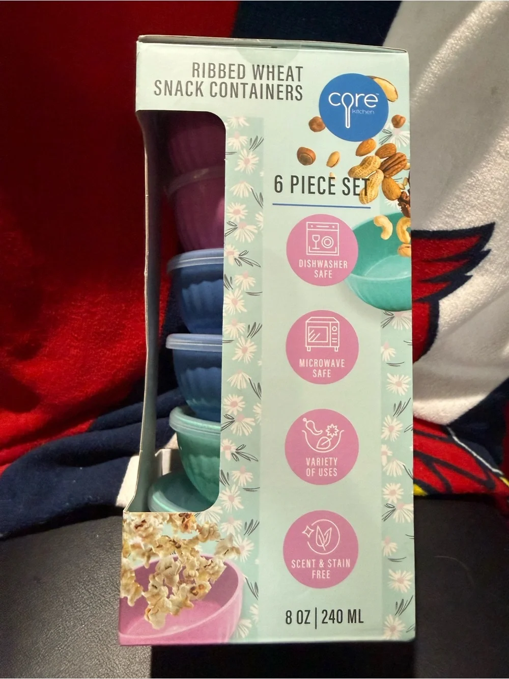 Core Ribbed Wheat Snack Containers - Multi Color Stackable Set